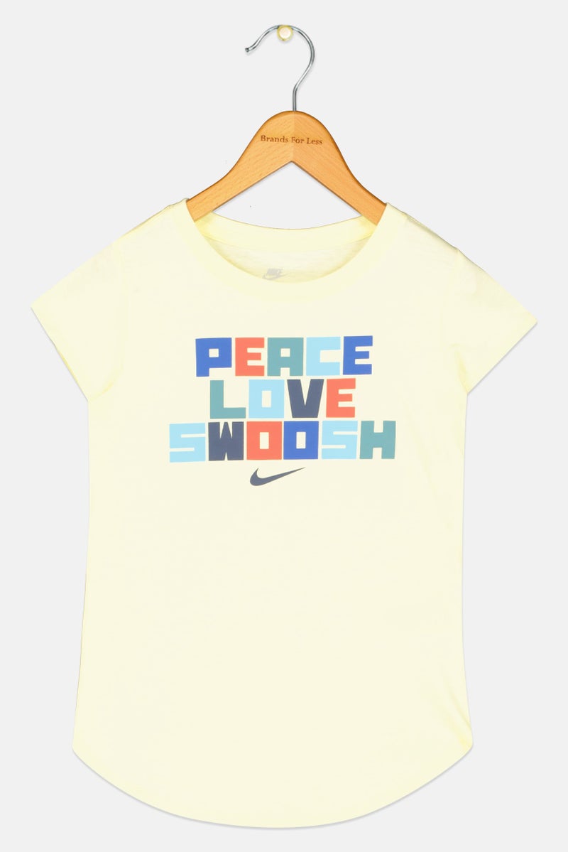 Nike Kids Girl Sportswear Fit Short Sleeve Outdoor Top, Pale Yellow - Image 3